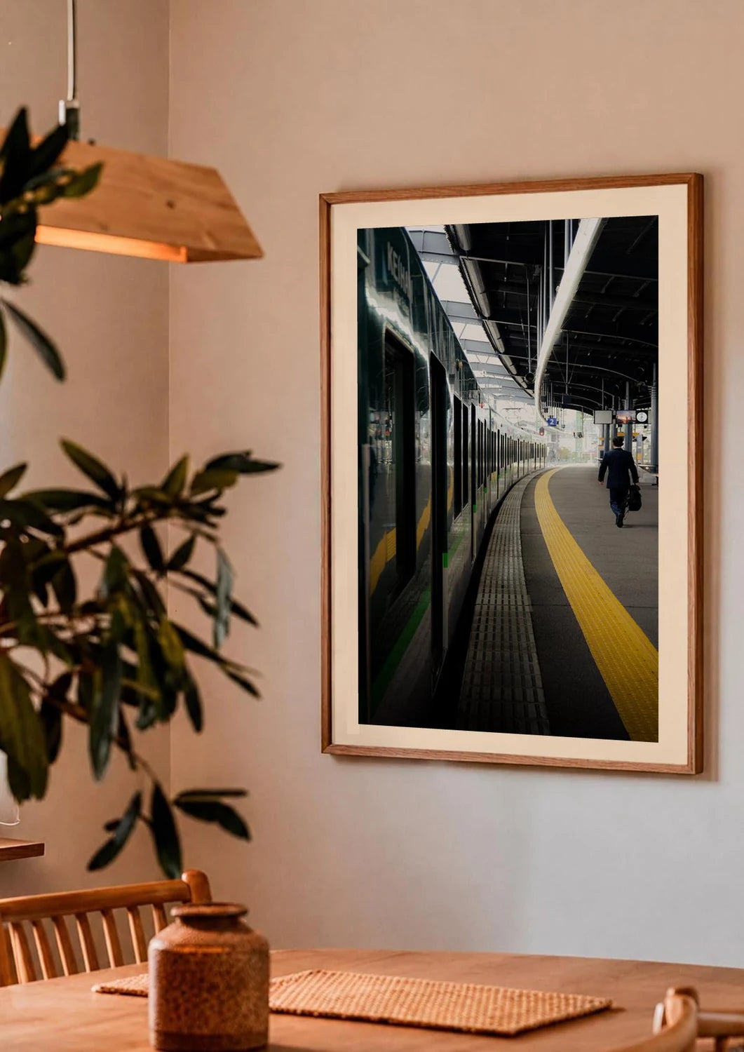 Imminent Departure — Enzo Benzoni limited-edition print, framed in situ (couple-dining)