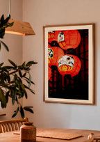 Osaka Daruma — Enzo Benzoni limited-edition print, framed in situ (couple-dining)