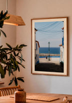Ocean View — Enzo Benzoni limited-edition print, framed in situ (couple-dining)