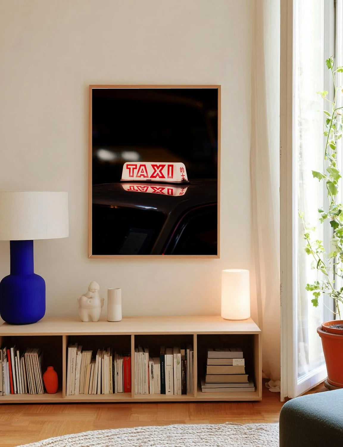Night Cab — Enzo Benzoni limited-edition print, framed in situ (line-cat)