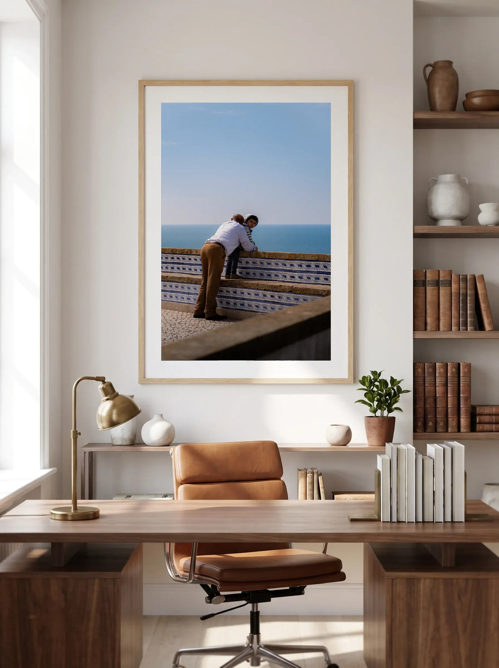 Quiet Horizon — Enzo Benzoni limited-edition print, framed in situ (office-desk)