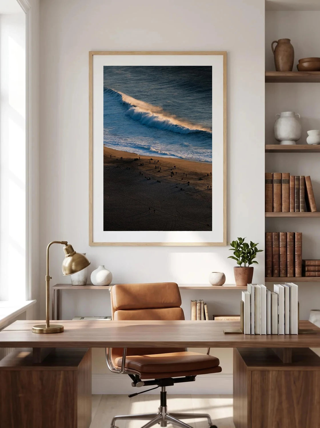 Golden Mist — Enzo Benzoni limited-edition print, framed in situ (office-desk)