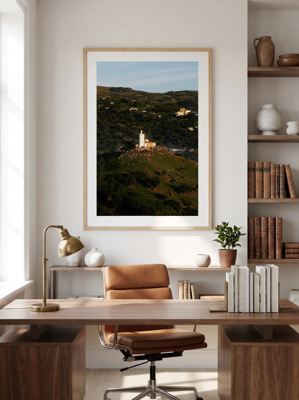 Golden Hill — Enzo Benzoni limited-edition print, framed in situ (office-desk)