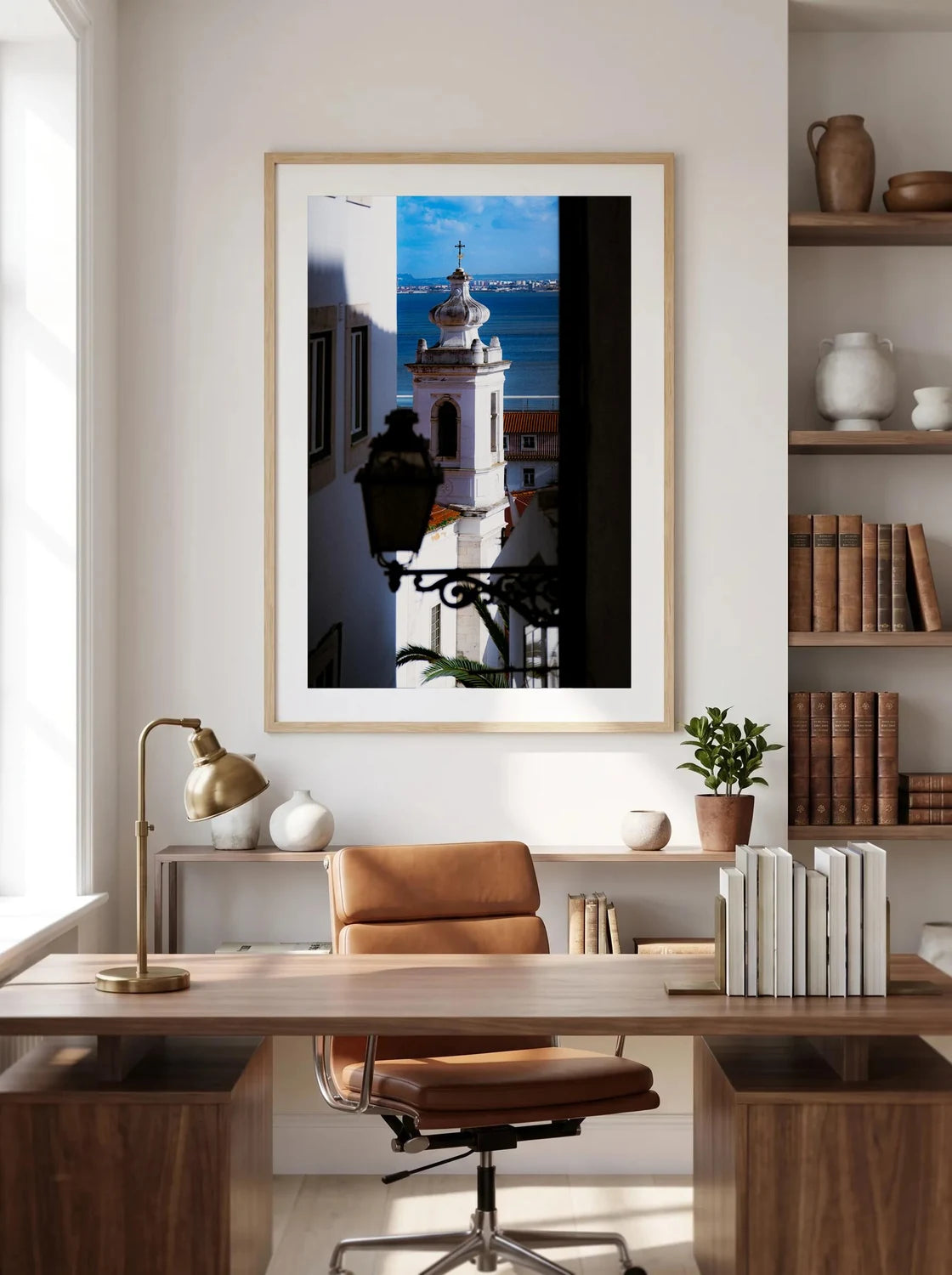 In Between — Enzo Benzoni limited-edition print, framed in situ (office-desk)
