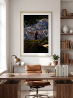 The Blue View — Enzo Benzoni limited-edition print, framed in situ (office-desk)