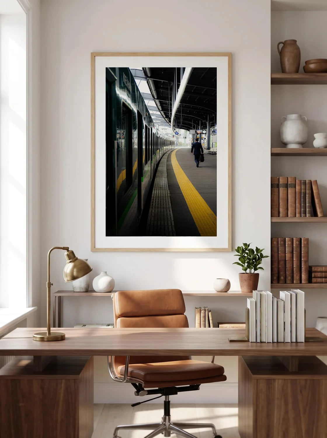 Imminent Departure — Enzo Benzoni limited-edition print, framed in situ (office-desk)