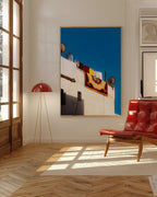 Rooftop Carpet — Enzo Benzoni limited-edition print, framed in situ (wine-cat)