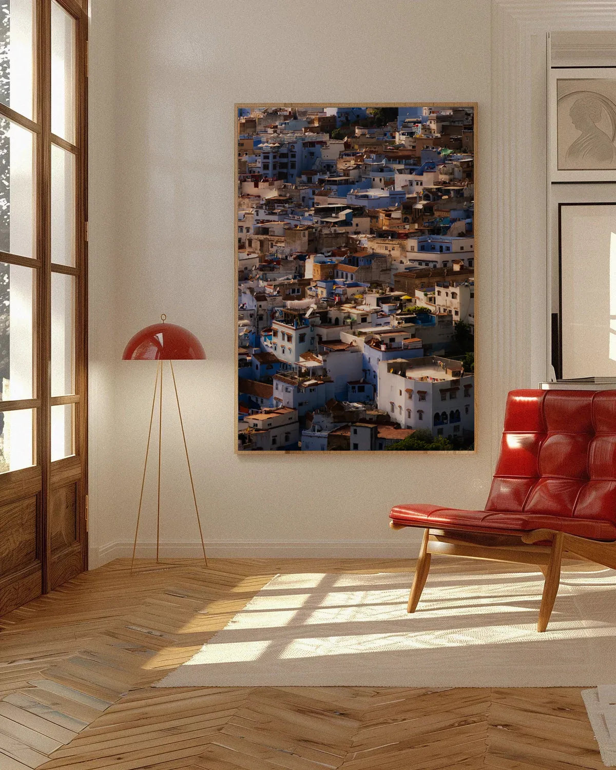 Blue Tapestry — Enzo Benzoni limited-edition print, framed in situ (wine-cat)