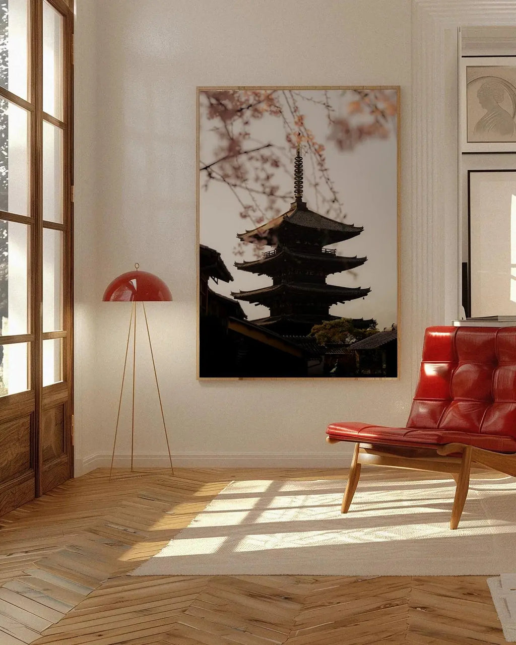 Kyoto Shades — Enzo Benzoni limited-edition print, framed in situ (wine-cat)