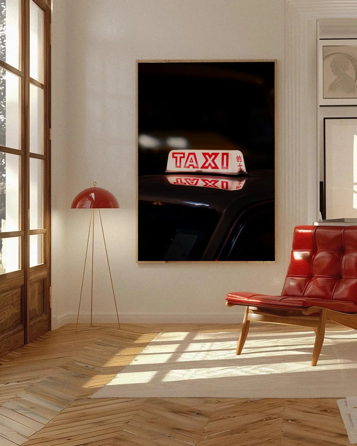 Night Cab — Enzo Benzoni limited-edition print, framed in situ (wine-cat)