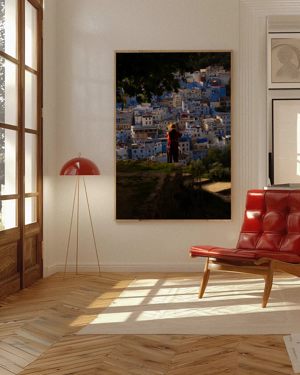 The Blue View — Enzo Benzoni limited-edition print, framed in situ (wine-cat)