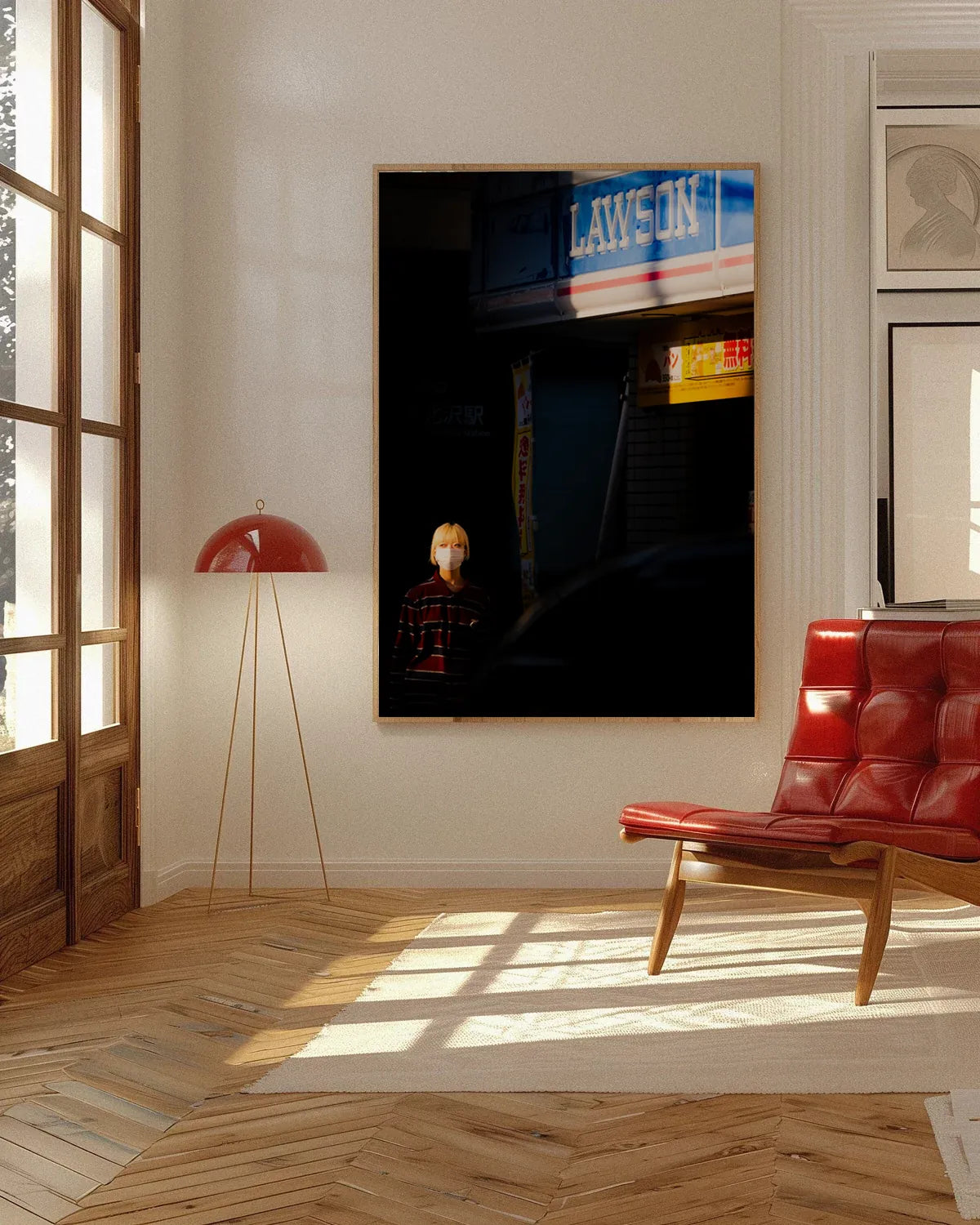 Tokyo Girl — Enzo Benzoni limited-edition print, framed in situ (wine-cat)