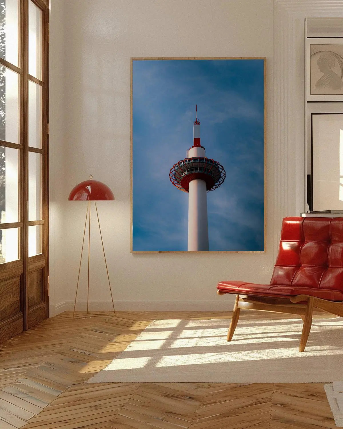 Kyoto Tower — Enzo Benzoni limited-edition print, framed in situ (wine-cat)
